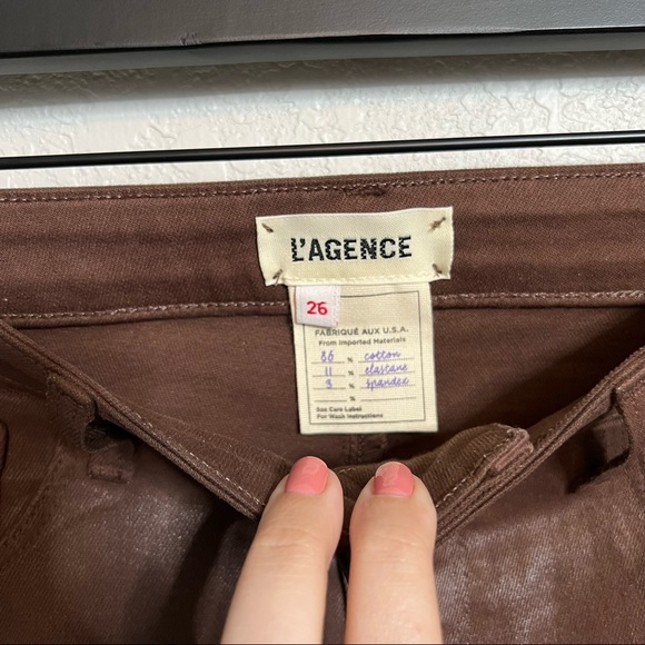 L'AGENCE Selma Coated Baby Bootcut Jeans High Rise Dark Mocha sz 26 - Picture 4 of 12